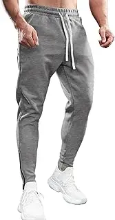 Fioboc Mens Joggers Weekend Performance Zip Ankle Jogger Athletic Sweatpants with Zipper Pockets Athletic Pant