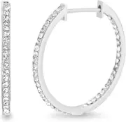 Devin Rose NY Sterling Silver Sparkly Hoop Earrings With Crystals Inside-Outside