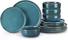 VEGA Plates and Bowls Sets, 12 Pieces Stoneware Dinnerware Sets Dishes Set Moder