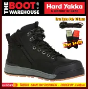 Hard Yakka 3056 Y60201 Work Boots. BLACK. Steel Cap Safety. Lace-Up & Zip Side