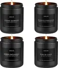 4 Pack Scented Candles Set - Cedar Oakmoss, Pine & Clove, Patchouli, Sandalwood