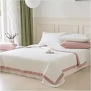 Quilt Sets Queen White/Green/Purple/Pink -3 Pieces Quilt Sets -Soft Bedspread Coverlet Bed Cover for All Season Queen Size (1 Quilt,2 Pillowcases) (Color : White, Size : 245x230cm-48x74cm x2)