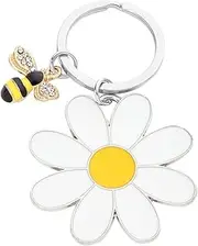 [ALWIDA] Daisy Bee Pendant Keyring - Summer Floral Charm Key Ring | Floral Charm For Keys | Colorful Cute Daisy Keychain Bag | Cute Flower Keychain Metal Daisy Keyring | Children And Adults Bag Decoration,