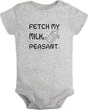 [iDzn] Baby Fetch My Milk Peasant Funny Romper Newborn Bodysuits Infant Jumpsuits Toddler Graphic One-Piece Outfits Clothes