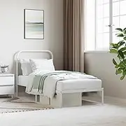 Bed Furniture Metal Bed Frame Without Mattress with Headboard White 90x190 cm