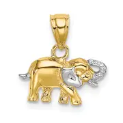 14K Yellow & Rhodium W/ Small Elephant Charm