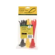Cable Ties Assortment Colour 4.8 x 200mm Size Pack 75 Tridon CTP18