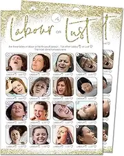 Olivia Samuel Labour or Lust Baby Shower Game for up to 30 Players – Gold Sparkle Design with Winner Certificate – Unisex – Made in the UK