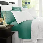 Ramesses 2000 Thread Count Antibacterial Cooling Bamboo Sheet Set, Queen, Teal