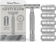 ROCKWELL RAZORS 2C Razor with 5 Blades, 6 Piece Set, White Chrome | 2 Adjustable Shave Settings = TWO razors for the cost of ONE