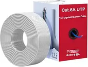 Ethernet Cable 100m Cat6A CMP UTP 23AWG Solid Pure Copper, PoE++, 10Gpbs 500MHz, Bulk Reelex No Tangle Pull Box for Switch Boxes, PoE Devices, Routers