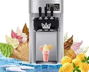 Commercial Ice Cream Maker Machine with LED Display and 3 Flavors, 1200W Automatic Soft Serve Ice Cream Machine, 3L*2 Frozen Sorbet Yogurt Gelato Maker, 16-18L/H Pre-Cooling Auto Clean