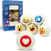 Wool Dryer Balls - XL 6-Pack Reusable Fabric Softener with Unique Designs - Natural Laundry Dryer Ball for Energy Saving & Wrinkle-Free Clothes - Gift Idea for Mother's Day (Emoji Dryer Balls)
