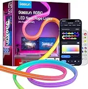 Gaoxun Neon Rope Lights 3m, RGB mit IC LED Neon Lights with Remote, WiFi App Control, Music Sync, Compatible with Alexa, Google Assistant, DIY Neon Sign for Bedroom, Living Gaming Room, Wall Decor