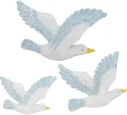 Alipis Seagull Wall Decor, Wall Hanging Creative Three-Dimensional Resin Seagull Bird Wall Decoration, Mediterranean Decor for Home Bedroom Living Room Cafe Bar Wall Art Decoration, 3PCS