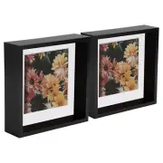 5pc 8 x 8 3D Box Frame Photo Picture Deep Display Shadow with 6 x 6 Mount Black