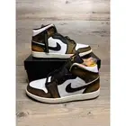 Nike Air Jordan 1 Mid SE Wear Away Mens Sz 10.5 Black White Sail Taxi DQ8417 071