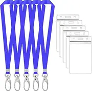 5Pcs Lanyard with Card Holder, Waterproof ID Card Holders, Name Tag Badge Card Holders Neck Strap Lanyard and Transparent Badge Holder for ID Card, Office School Supplies