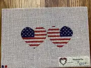 New Hand Painted Needlepoint canvas- Patriotic Hearts