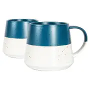 Nicola Spring Dipped Flecked Stoneware Belly Mugs - 370ml - Navy - Pack of 2