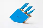 6-Piece Color Pop Cutlery Set with Blue Wood Storage Block