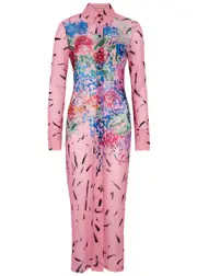 Christopher Kane St Tropez Printed Tulle Midi Dress - Pink - 6 6
