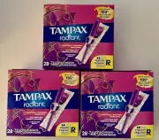 3 - Pack Tampax Radiant Tampons Regular Absorbency Unscented, 28 Count, 84 Total