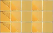 15 Pieces Acrylic Flexible Mirror Sheets, 15x15 cm Self-Adhesive Mirror Tiles Non-Glass Mirror Stickers, Removable Square Mirror Setting Wall Sticker Decal for Home Decor (Gold)