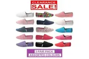 3 x Womens Zapatillas Canvas Shoes Slip On Flats Loafers Assorted Colours