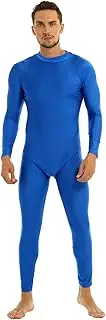[TiaoBug] Men's Spandex Mock Neck Long Sleeve One Piece Full Body Unitard Bodysuit Dancewear Blue 2X-Large