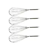 4x Cuisena 25cm Handheld Chrome Whisk Beater/Mixer Baking Kitchen Utensil Silver