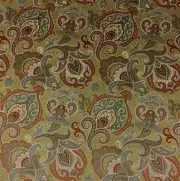 CLARENCE HOUSE PARKER PAISLEY GREEN HAND PRINTED ITALIAN VELVET FABRIC BTY 54"W