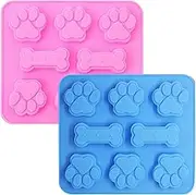 2 PCS Dog Paw Mold Silicone Paw Print Chocolate Molds Dog Treats Molds Cat Baking Moulds Dog Ice Mold Non Stick Puppy Silicone Mold for Wax Melts Pudding Jelly Candy Gummy Cookie Ice Cube