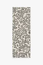 75' x 215' | Machine Washable Runner Rug | Kid & Pet Friendly | Indoor Rug | Block Party Black & Ivory Rug by Keith Haring | Ruggable