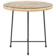 Round Outdoor Table Garden Patio Dining Side Coffee Tempered Glass Steel 80cm