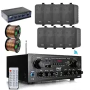 Enrock Black 4" Box Speakers, Speaker Selector & Wiring, Pyle PTA24BT Receiver