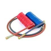 12 Foot Red/Blue Coiled Air Hose With 6 Inch Leads (Sold As Set)