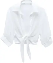 [ZEALMAX] Women's Sun Protection Scarf, Half Sleeve Shirt, Thin Breathable Beachwear, Anti-UV Beach Wear for Summer and Autumn, White, M