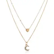 6Pcs Trendy Multi-layer Necklace Gold Moon Peach Heart Pendant Chain Charm Necklace Retro Jewelry