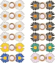 Qianyu 12 Set Pant Waist Tightener Daisy Flower Buttons Pins Removable Instant No Sew and No Tools Required Jean Buttons Adjust Clips Make Waist Smaller for Loose Jeans Skirts