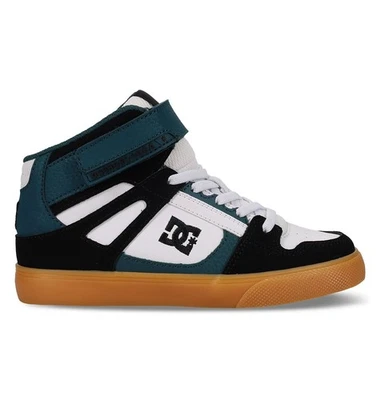 DC Kid's Pure Hi Top Ev Skate Shoes Black/Green/Gum - DC01795063-BKGNGM, Black/G