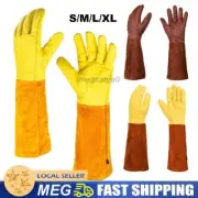 New Long Tube Gardening Gloves Leather Breathable Gauntlet Pruning Garden Gloves