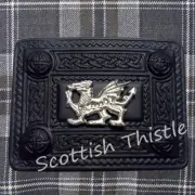 Highland Kilt Belt Buckle Welsh Dragon Black Finish/Scottish Buckles Chrome