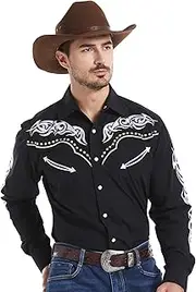 [EL PIONERO] Men's Western Cowboy Shirt Embroidered Shirt Long Sleeve Casual Snap Button Shirt