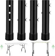 kulusion 4 Packs Folding Table Leg Extenders, Highly Durable Steel Risers, Table Leg Extensions for Straight and Bent Legs, Adjustable Table Height Extenders for Rise 4.1in - 5.3in