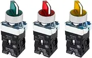 KLVN Rotary Button Switch XB2-BE101C Self-Locking 2/3 Position Selection Knob with Light 220V Normally Open/Close NO/NC(220V Red Light,2 P 1NO1NC)