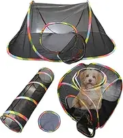 Cat Outdoor Enclosure,Breathable Mesh Pet Playpen | Ventilated Pet Enclosures Mesh Playpen with Tunnel for Indoors and Outdoors