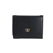 Pierre Cardin Ladies Leather Snap Button Tri-Fold Wallet - Black