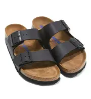 Birkenstock Arizona Soft Footbed Black Birko-Flor Slides Sandals NEW