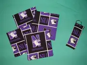 *NEW COASTERS SET of 4 and/or KEYCHAIN ring NORTHWESTERN UNIVERSITY WILDCATS